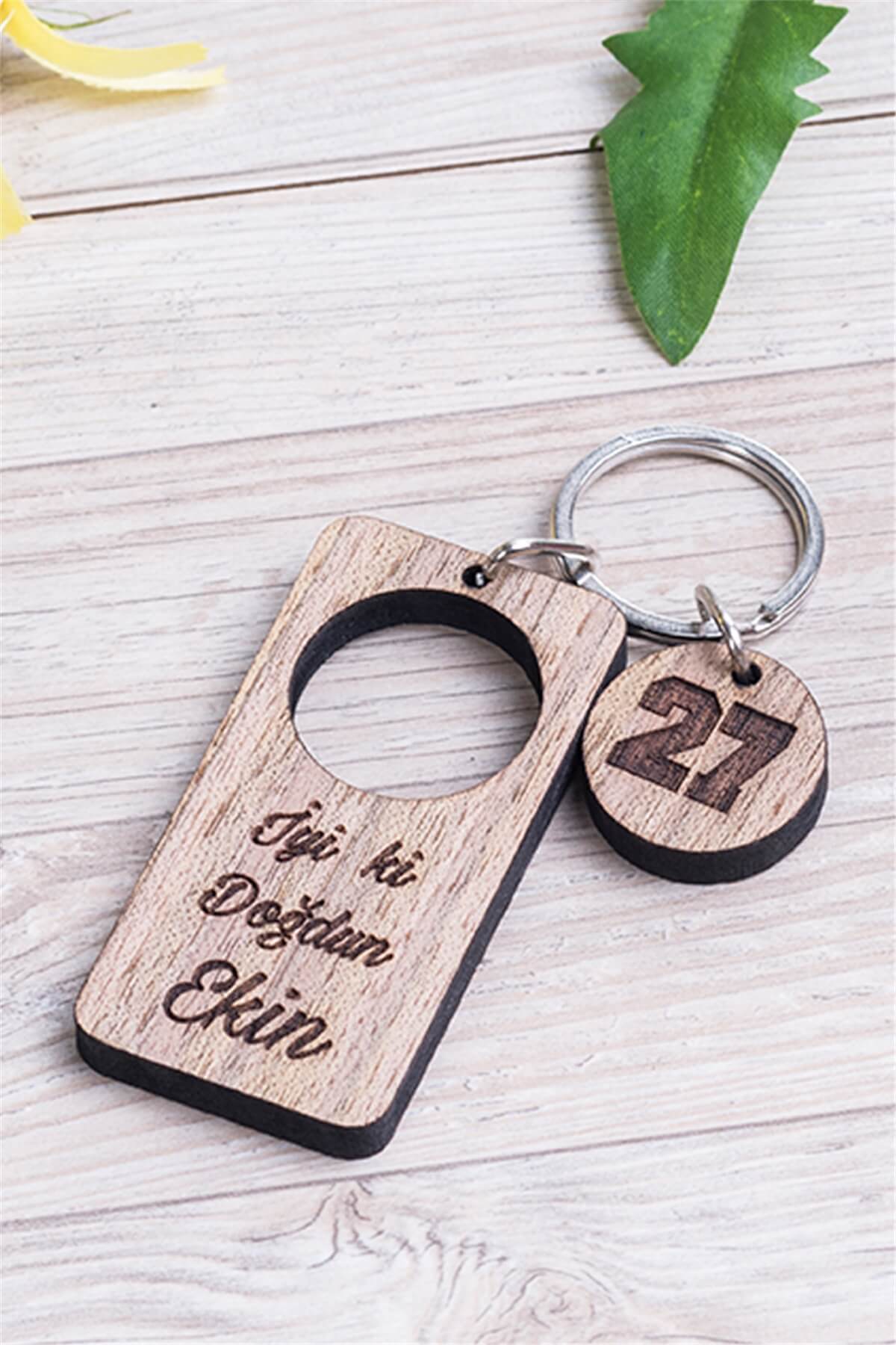 Doğum Günü Hediyesi Lazer Kesim Ahşap Anahtarlık