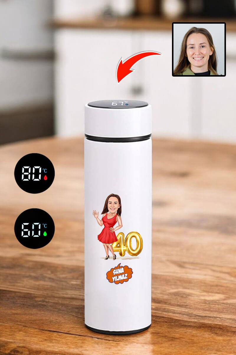 Doğum Günü Hediyesi Karikatürlü Dijital Göstergeli Termos Bardak