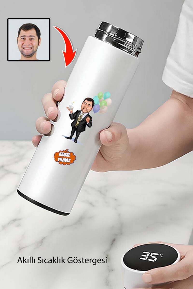 Doğum Günü Hediyesi Karikatürlü Dijital Göstergeli Termos Bardak