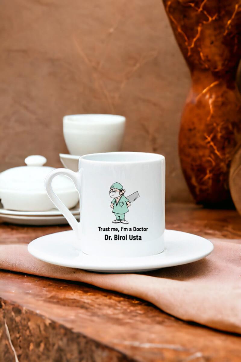 Doktor Esprili Beyaz Türk Kahvesi Fincanı