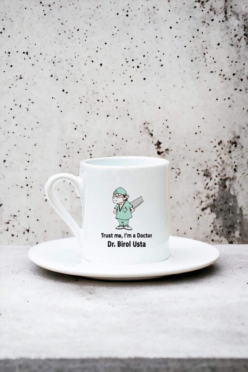 Doktor Esprili Beyaz Türk Kahvesi Fincanı