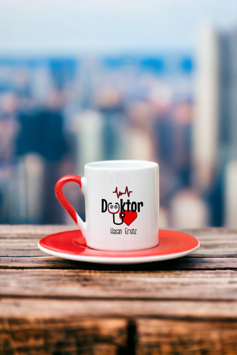 Doktora Yeni İş Hediyesi Renkli Türk Kahvesi Fincanı