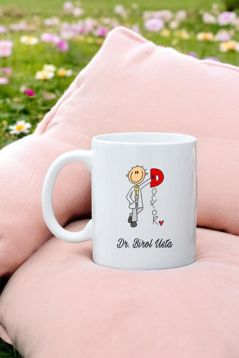 Doktora Hediye Doktor Karikatürü Beyaz Kupa Bardak