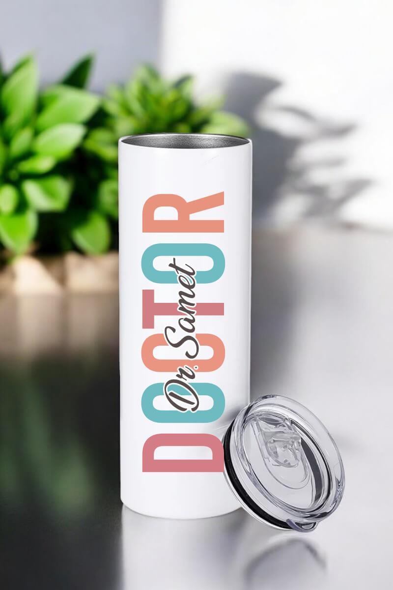 Doktora Hediye İsme Özel Çelik Pipetli Termos Bardak