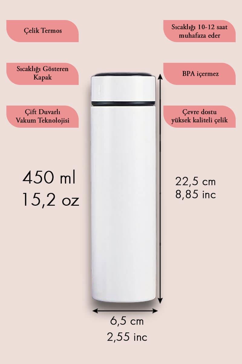 Doktora Hediye Karikatür Baskılı Dijital Sıcaklık Göstergeli Çelik Termos