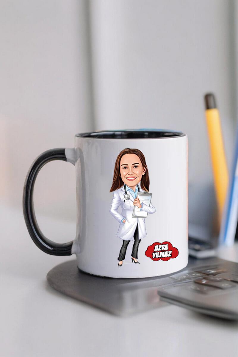 Doktora Teşekkür Hediyesi Karikatürlü Kupa Bardak