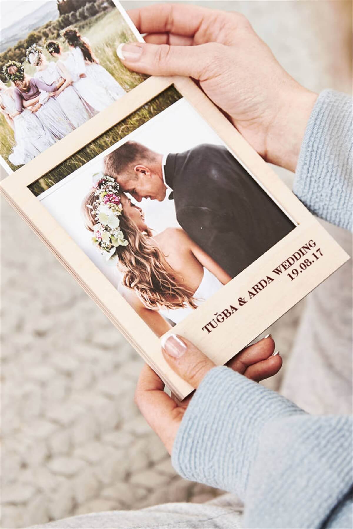 Yıl Dönümü Hediyesi Fotoğraflı Ahşap Albüm