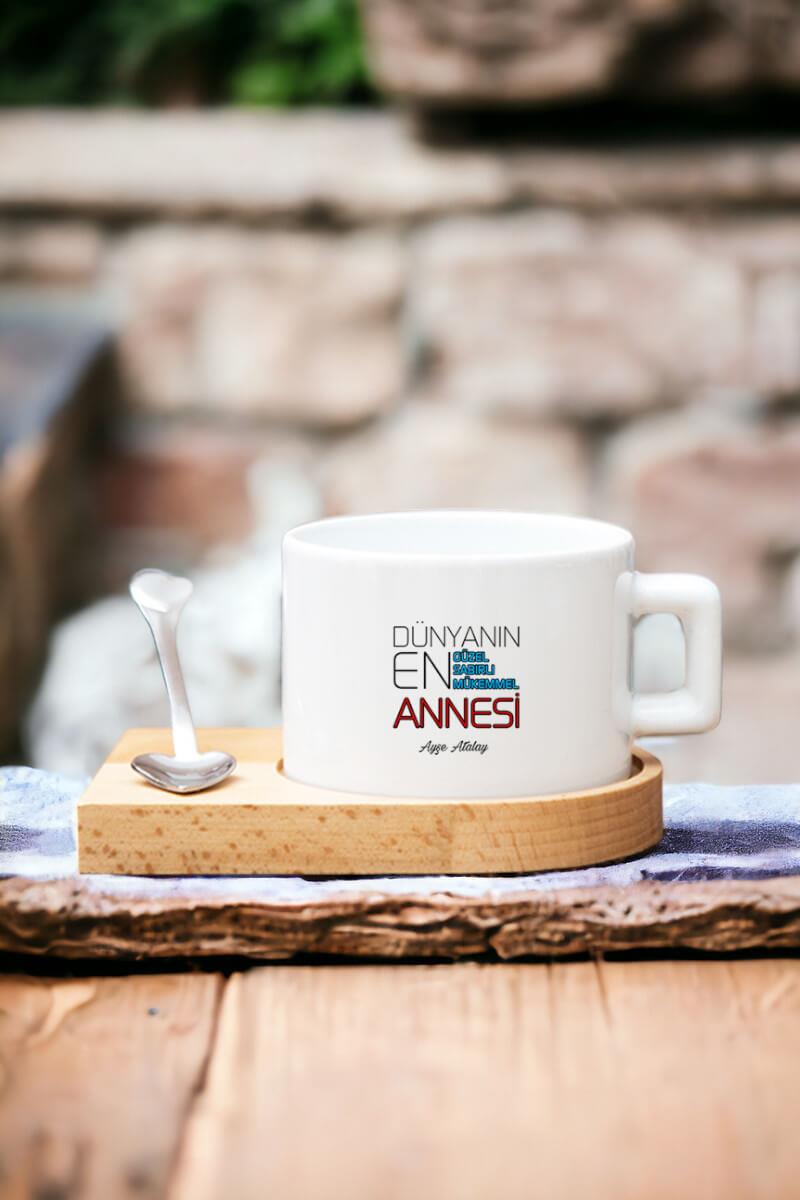 Dünyanın En İyi Annesi Ahşap Altlıklı Fincan