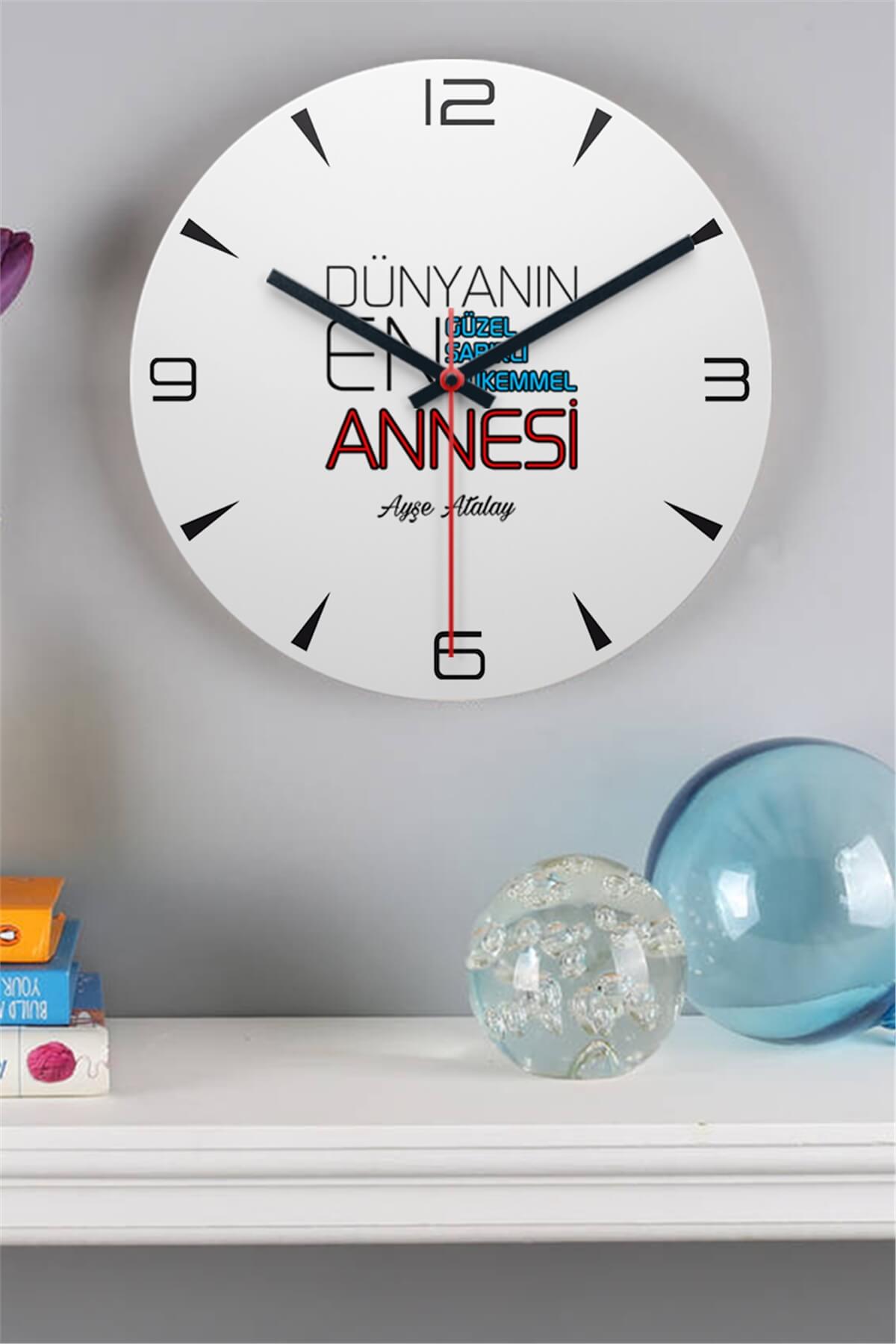 Dünyanın En İyi Annesi Ahşap Duvar Saati