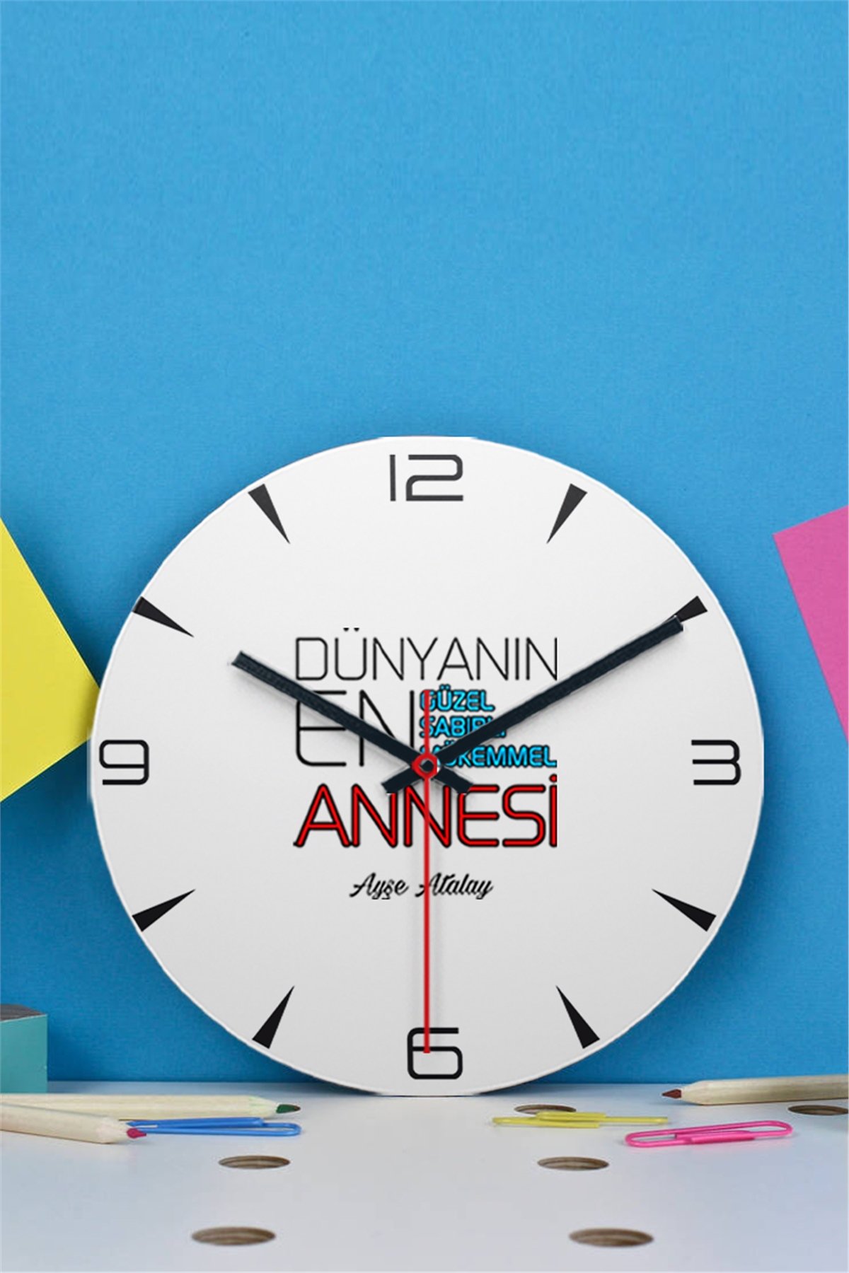 Dünyanın En İyi Annesi Ahşap Duvar Saati