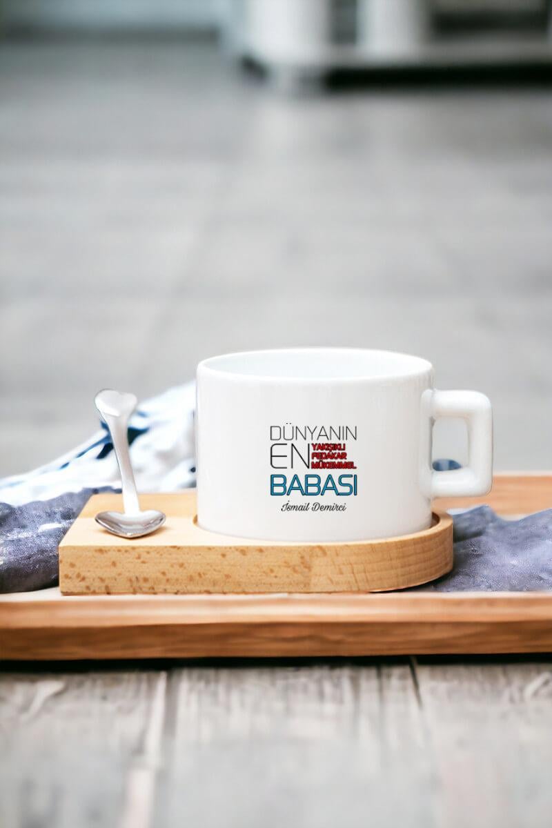 Dünyanın En İyi Babası Ahşap Altlıklı Fincan