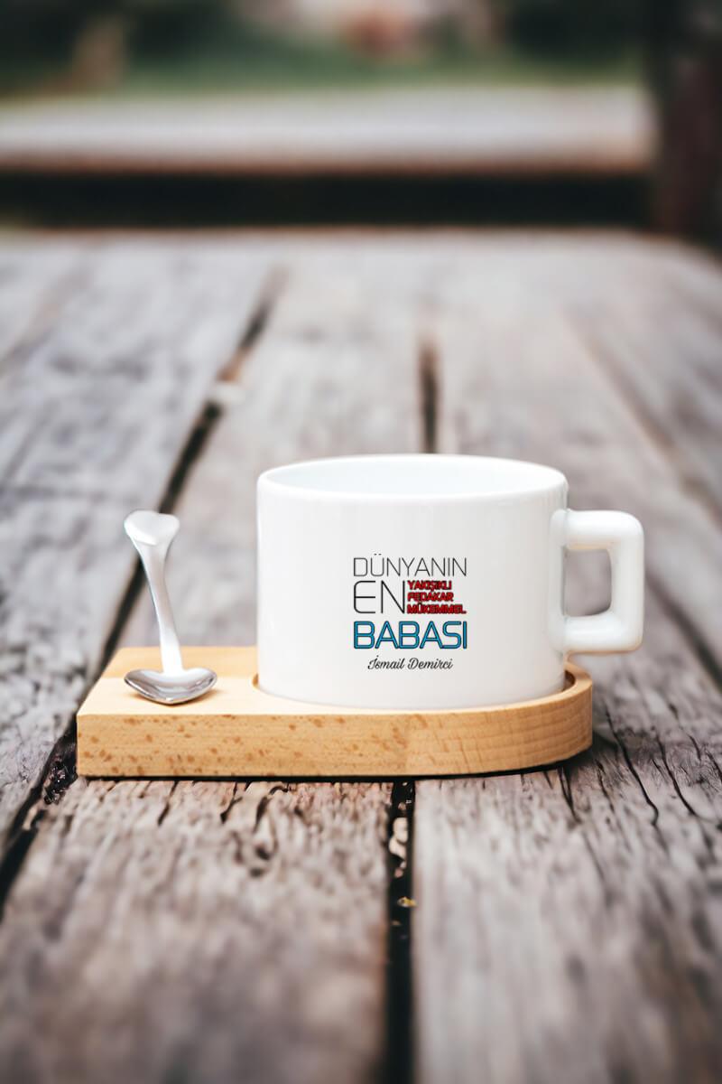 Dünyanın En İyi Babası Ahşap Altlıklı Fincan