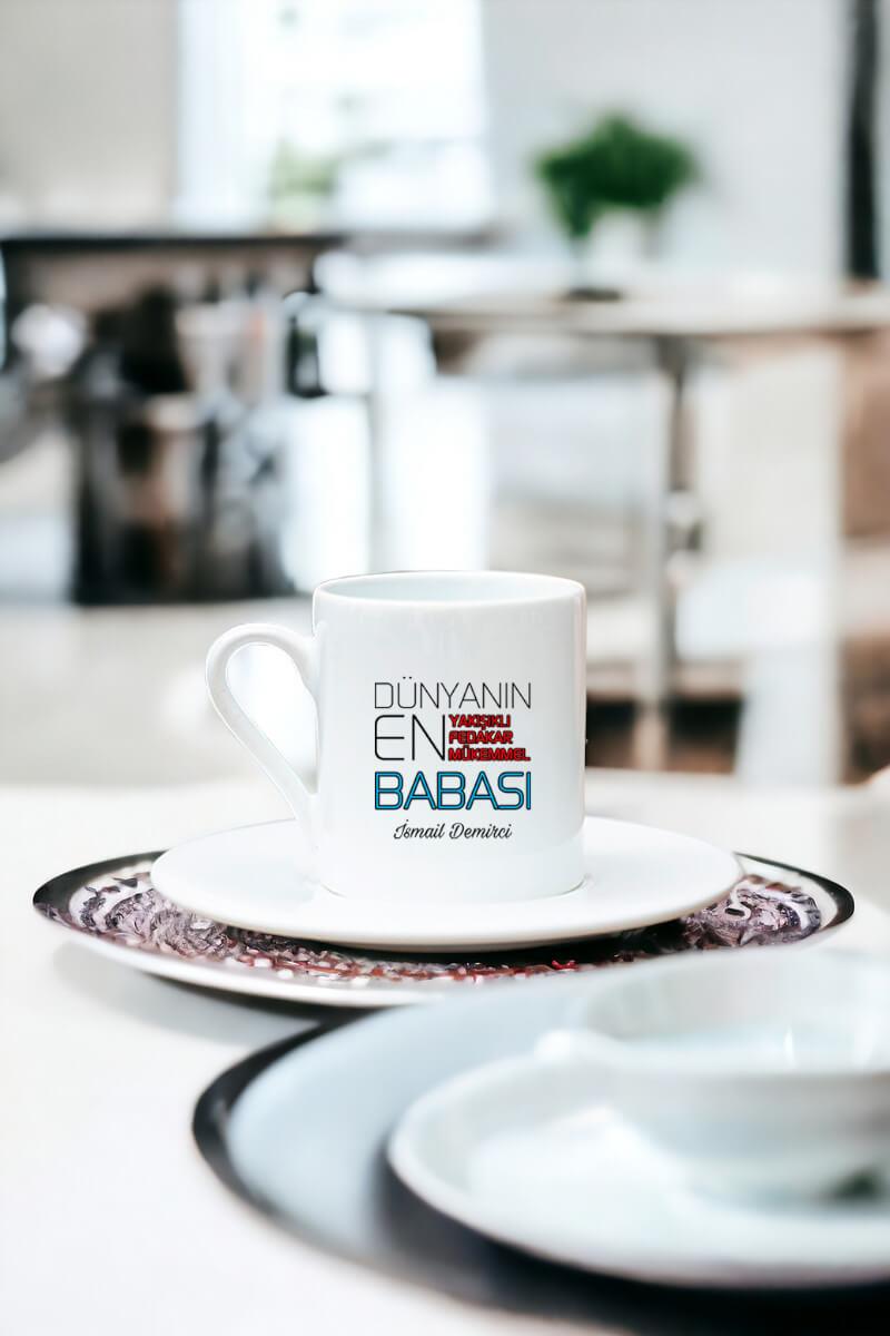 Dünyanın En İyi Babası Beyaz Türk Kahvesi Fincanı