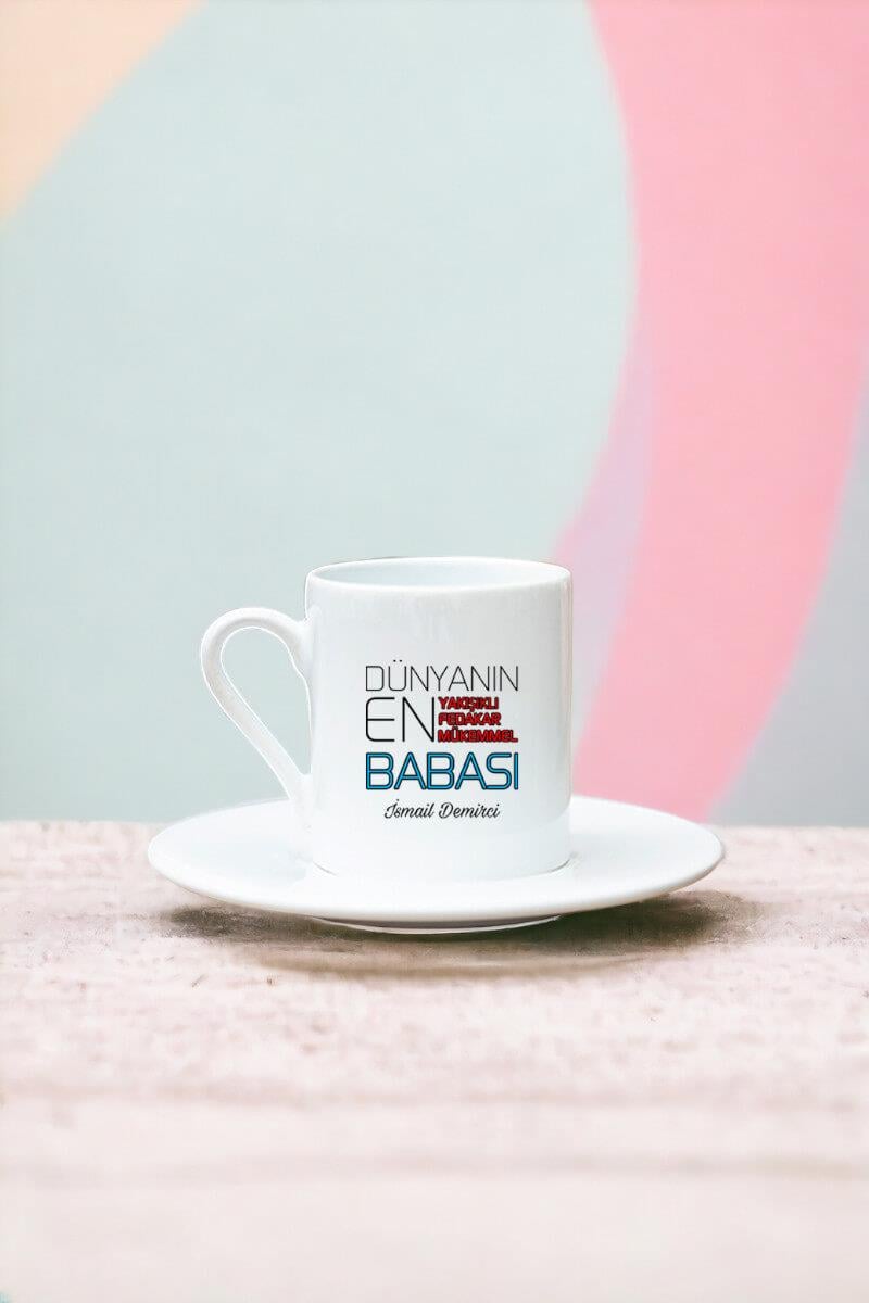 Dünyanın En İyi Babası Beyaz Türk Kahvesi Fincanı