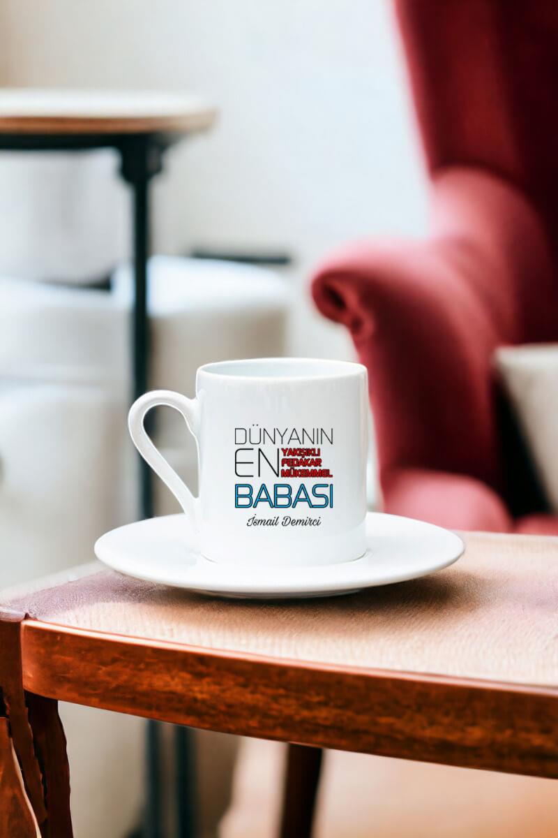 Dünyanın En İyi Babası Beyaz Türk Kahvesi Fincanı