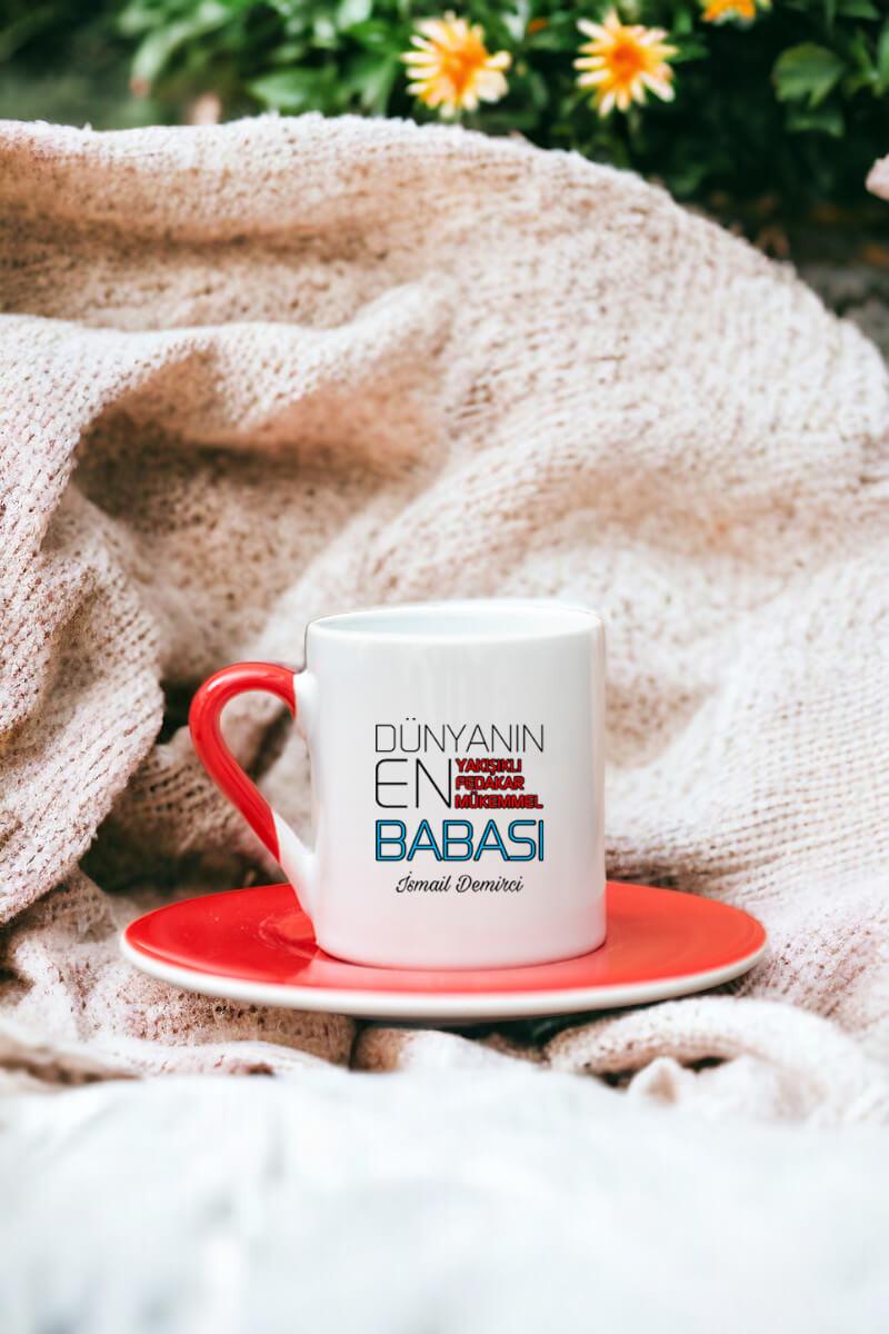 Dünyanın En İyi Babası Renkli Türk Kahvesi Fincanı