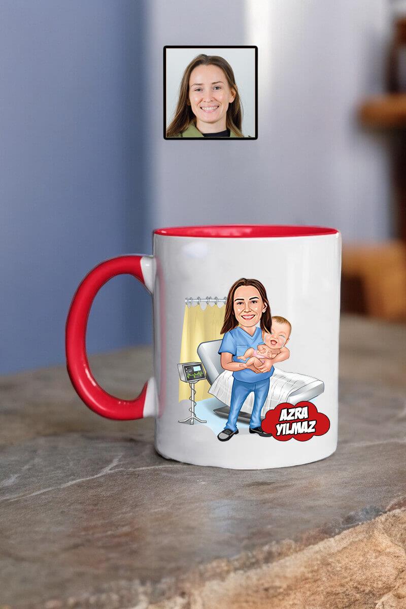Ebeye Hediye Ebe Karikatürlü Kişiye Özel Kupa Bardak