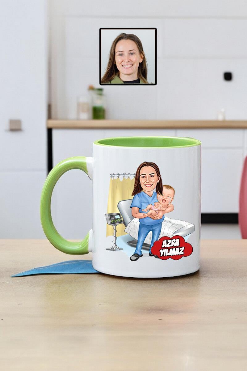 Ebeye Hediye Ebe Karikatürlü Kişiye Özel Kupa Bardak