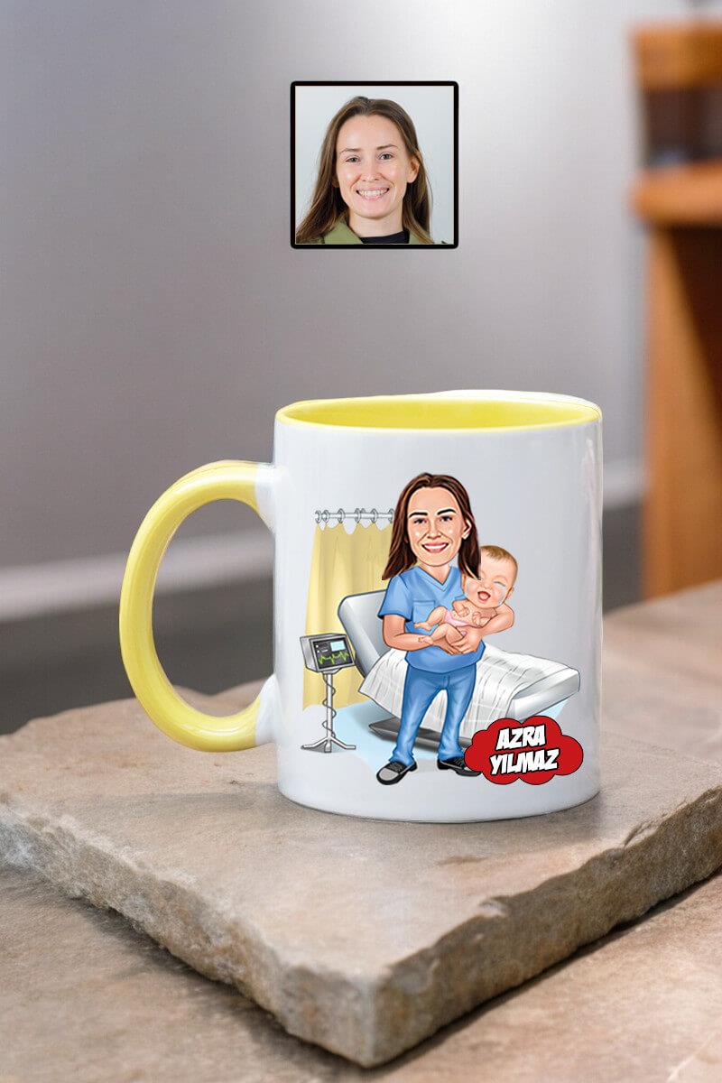Ebeye Hediye Ebe Karikatürlü Kişiye Özel Kupa Bardak