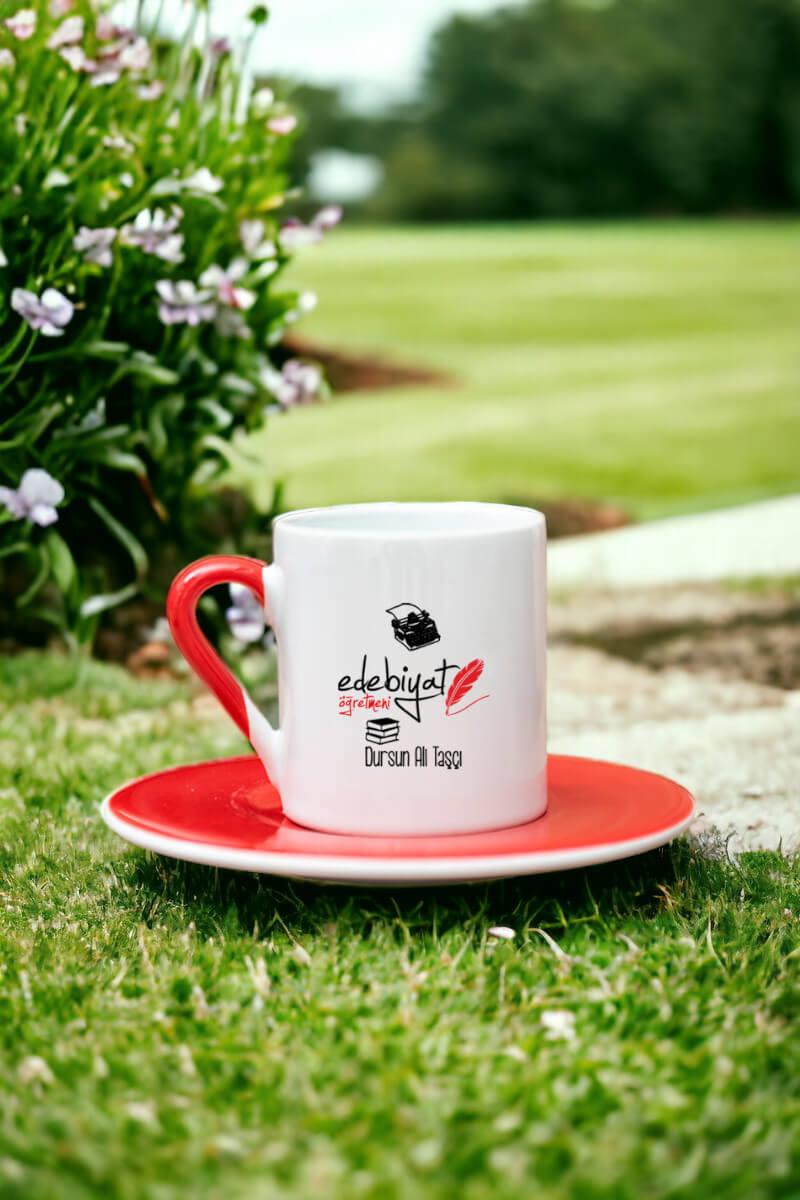 Edebiyat Öğretmeni Renkli Türk Kahvesi Fincanı
