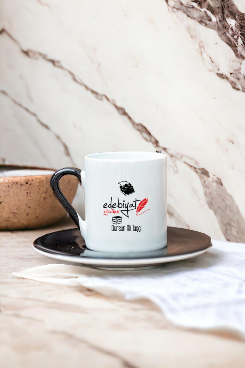 Edebiyat Öğretmeni Renkli Türk Kahvesi Fincanı