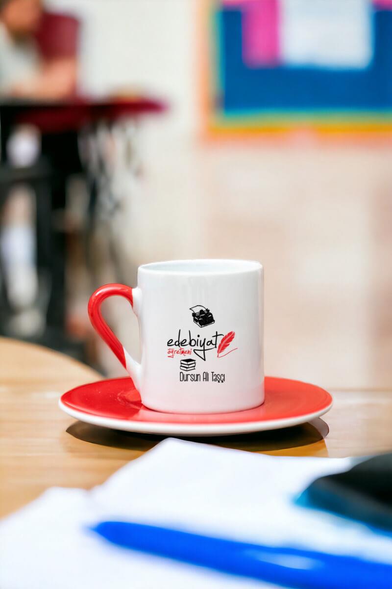 Edebiyat Öğretmeni Renkli Türk Kahvesi Fincanı