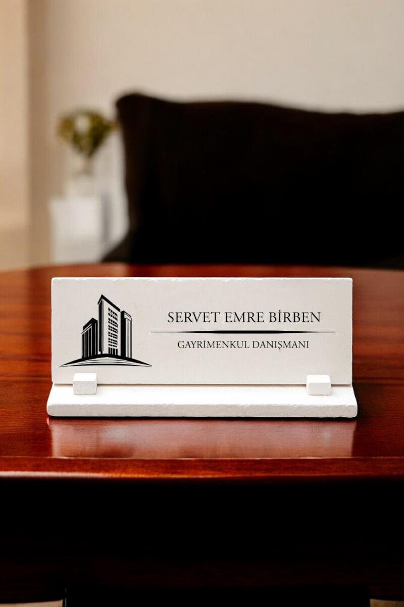 Emlakçıya Ofis Hediyesi Emlakçı Taş Masa İsimliği