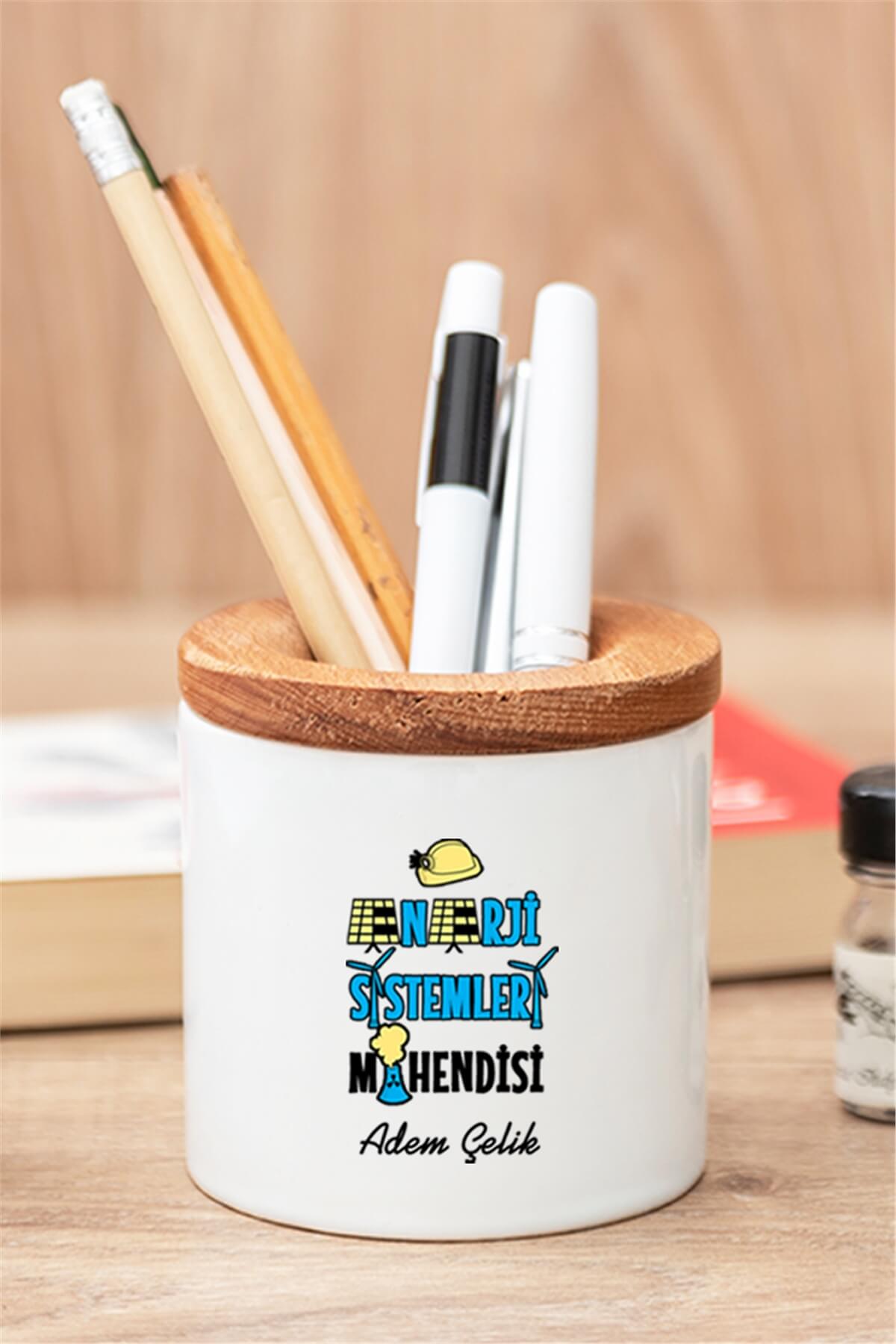 Enerji Sistemleri Mühendisi Ahşap Kapaklı Kalemlik