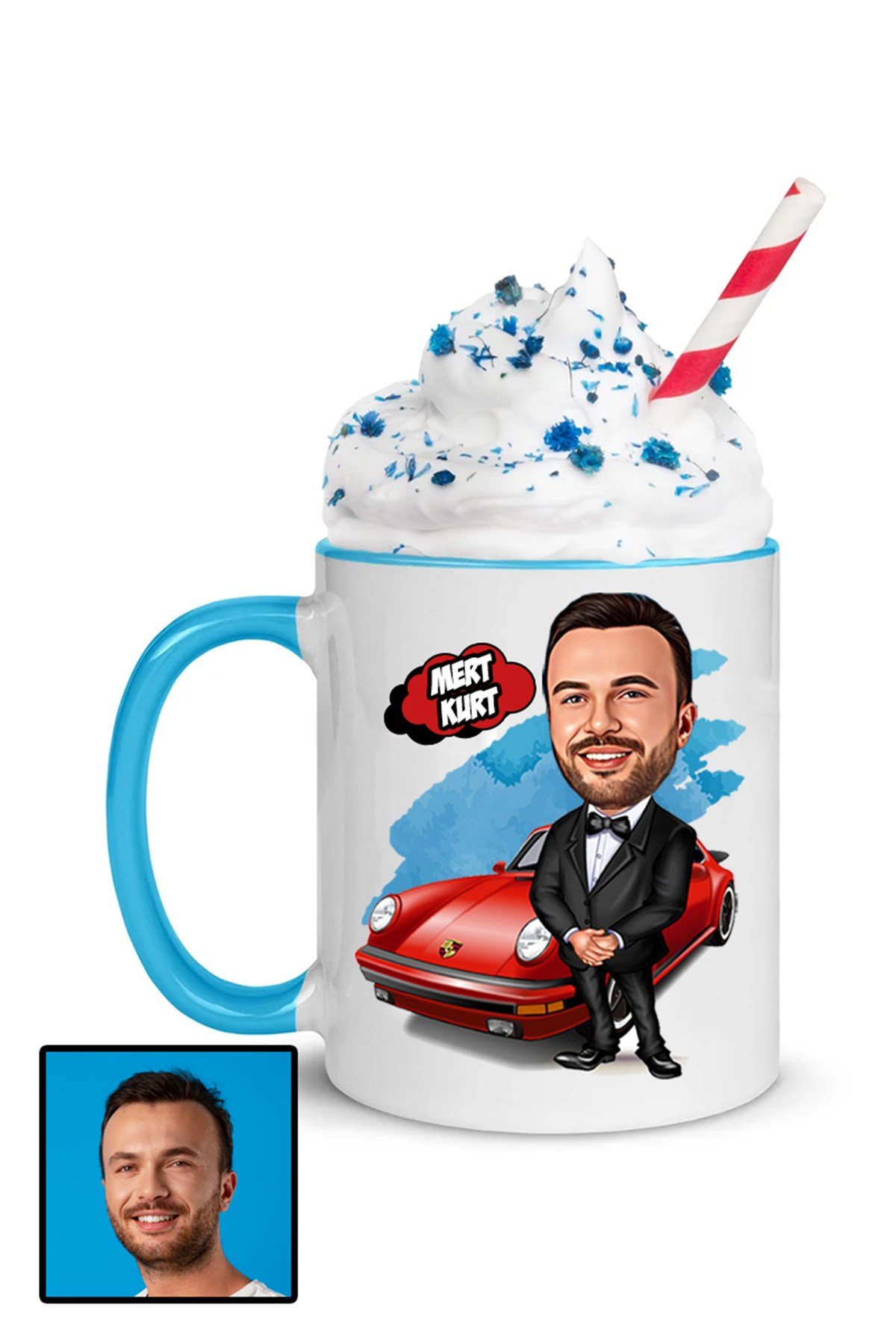 Erkeğe Hediye Kişiye Özel Karikatürlü Renkli Kupa Bardak