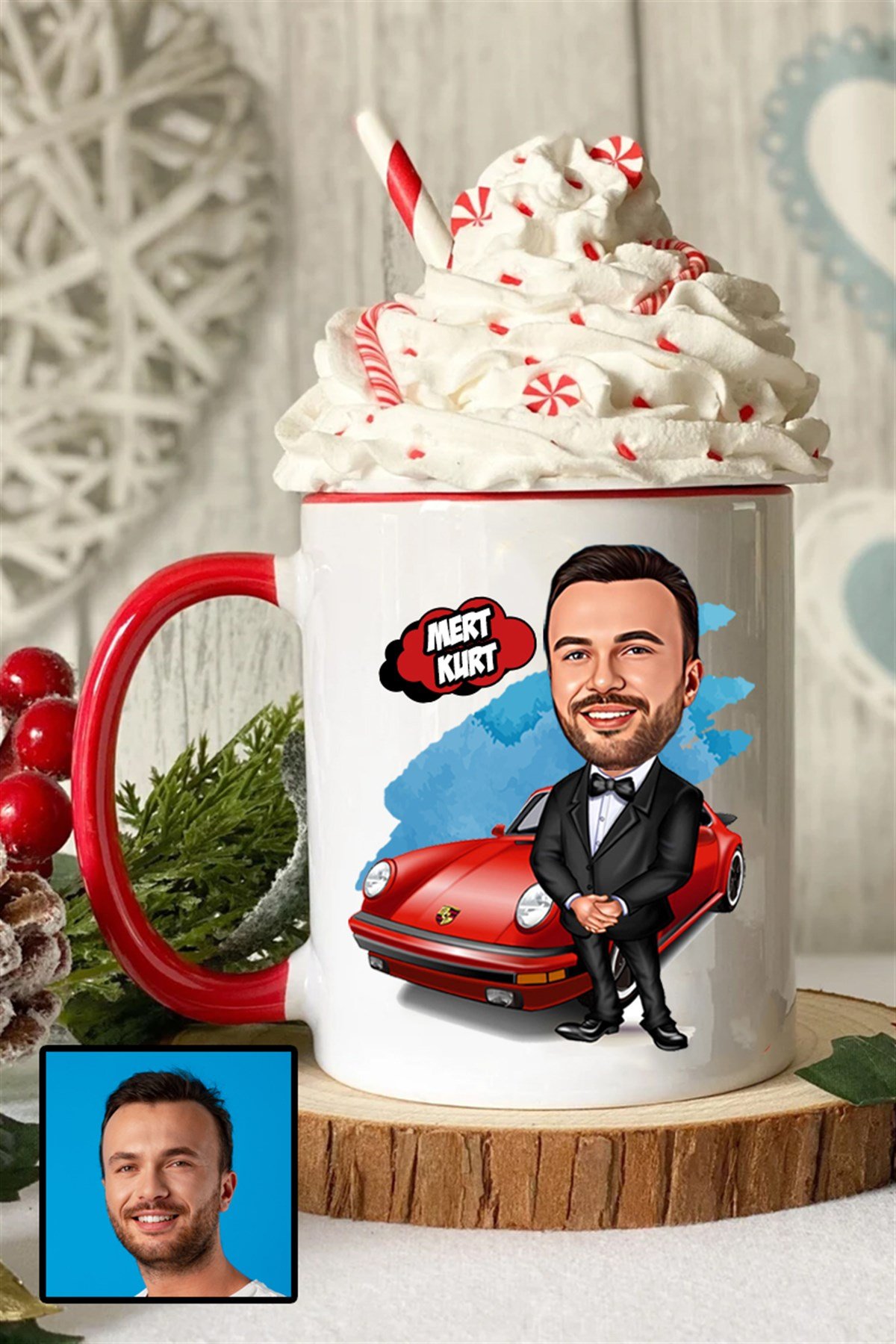 Erkeğe Hediye Kişiye Özel Karikatürlü Renkli Kupa Bardak