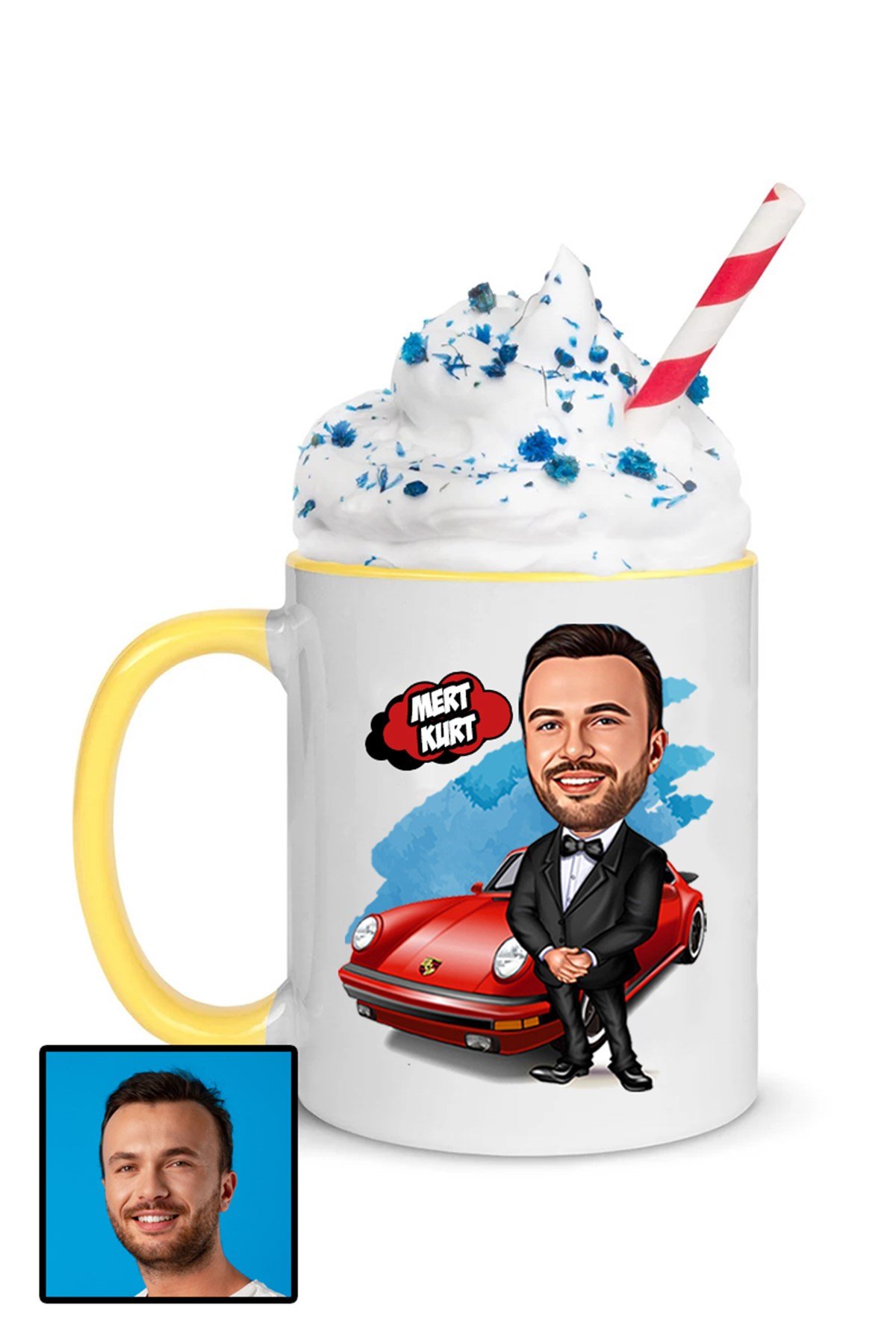 Erkeğe Hediye Kişiye Özel Karikatürlü Renkli Kupa Bardak