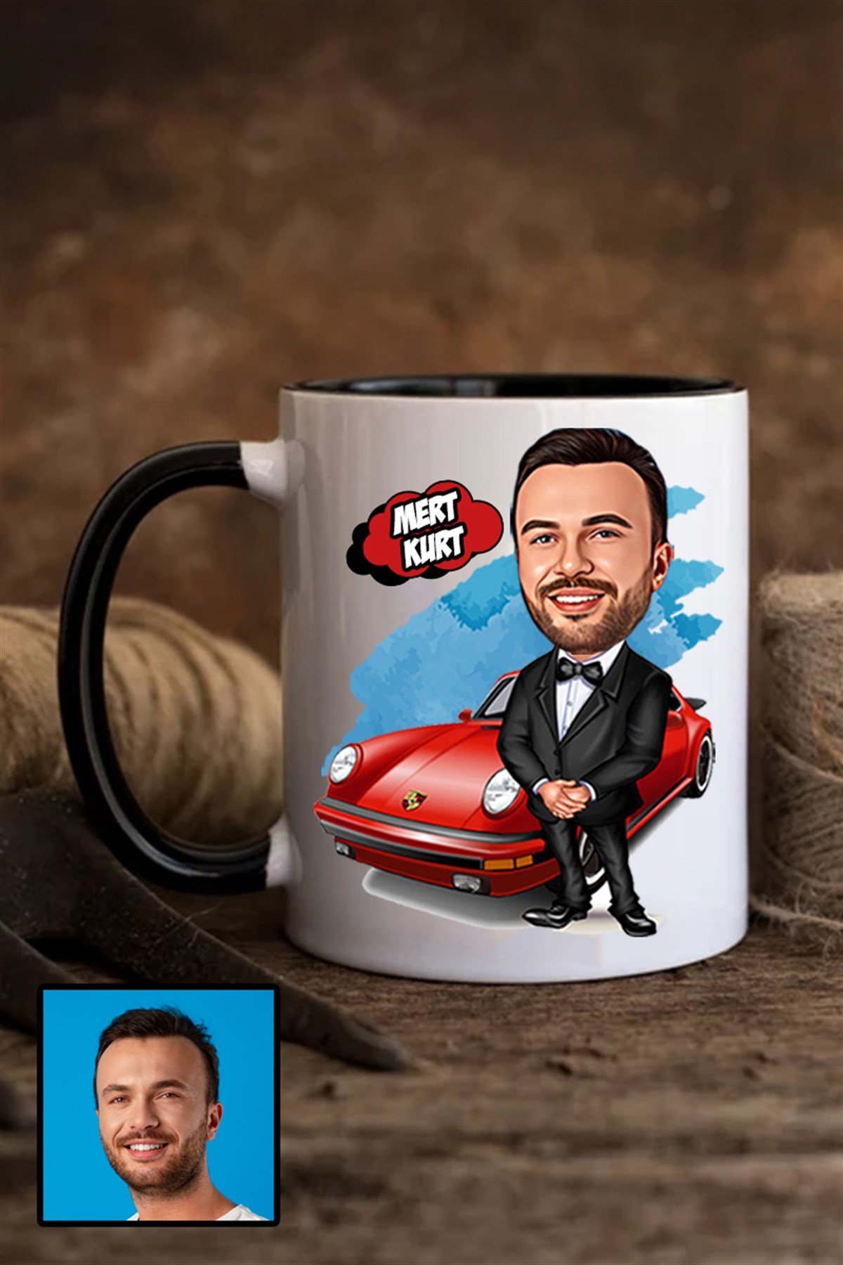 Erkeğe Hediye Kişiye Özel Karikatürlü Renkli Kupa Bardak