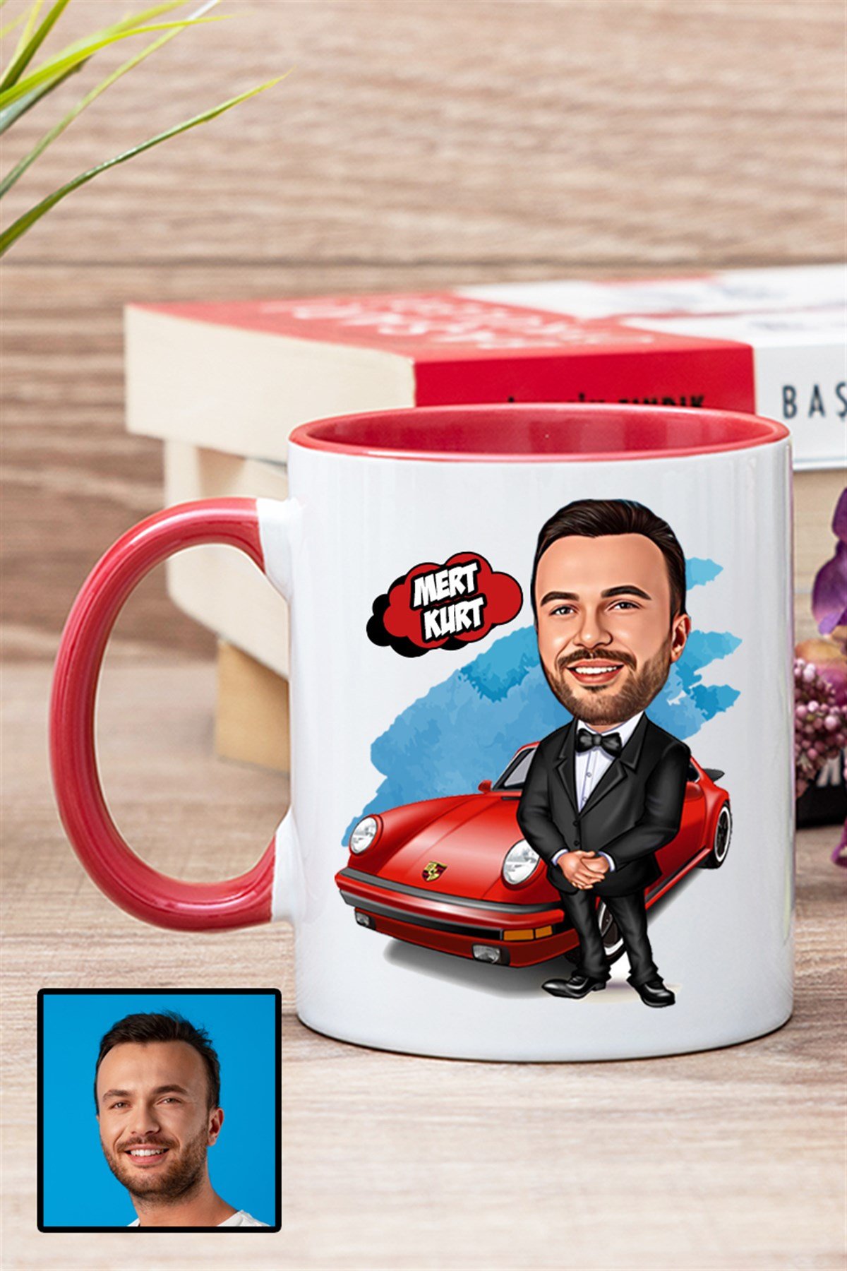 Erkeğe Hediye Kişiye Özel Karikatürlü Renkli Kupa Bardak