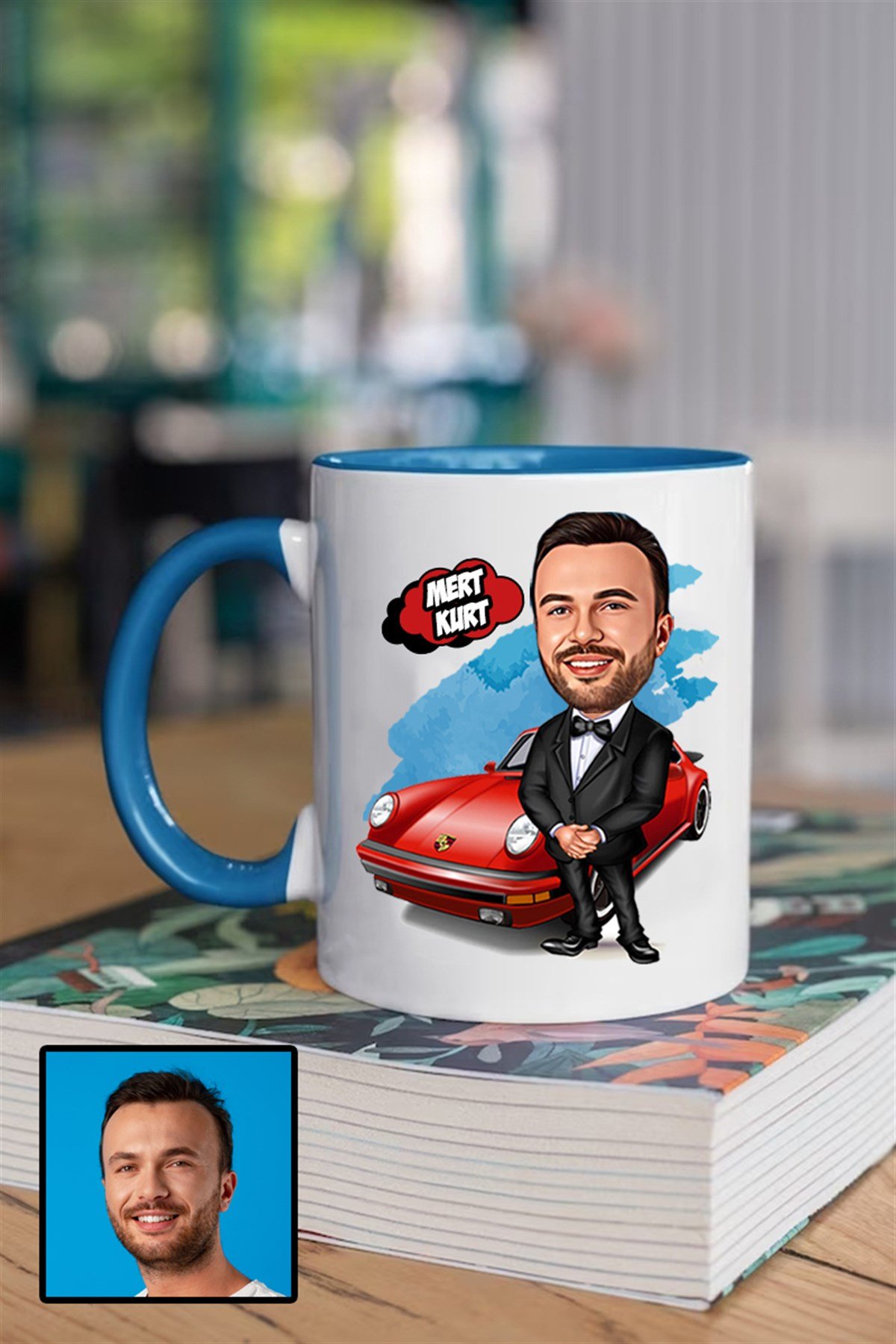 Erkeğe Hediye Kişiye Özel Karikatürlü Renkli Kupa Bardak