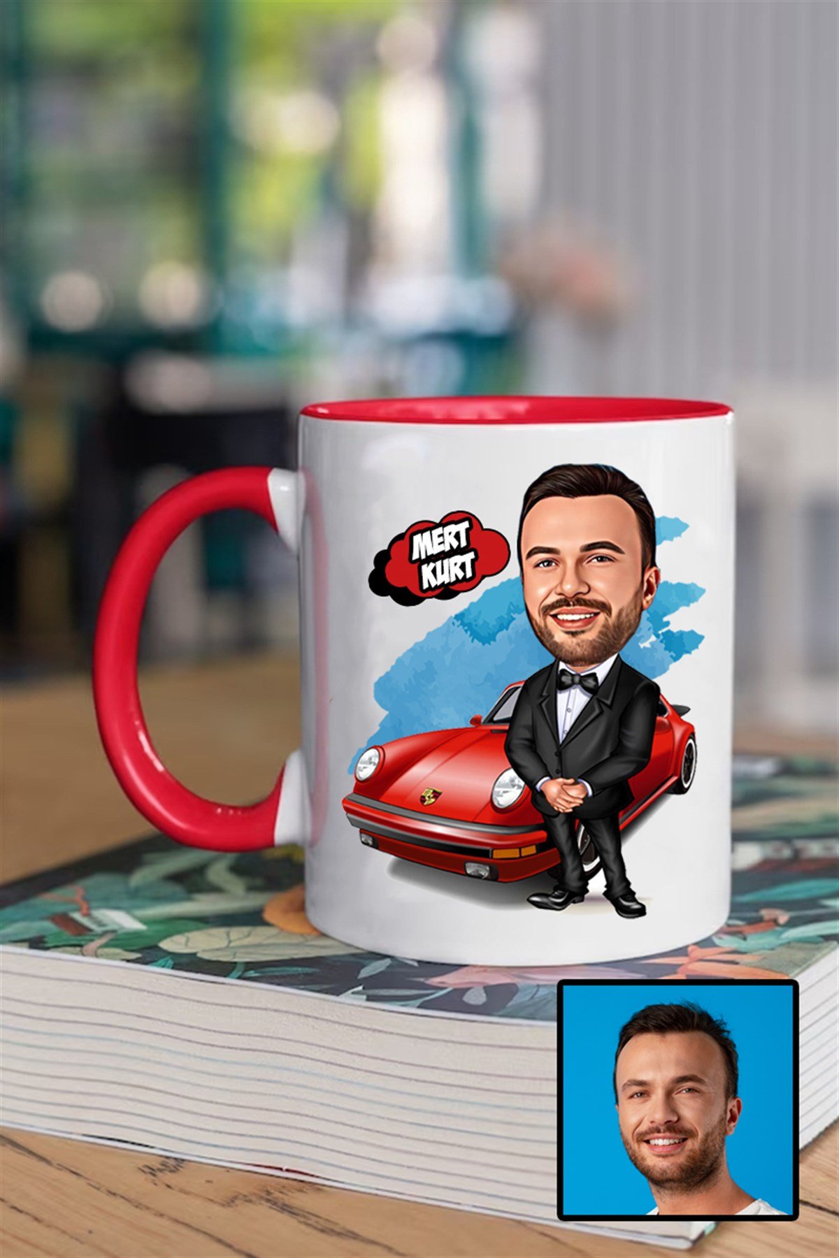 Erkeğe Hediye Kişiye Özel Karikatürlü Renkli Kupa Bardak