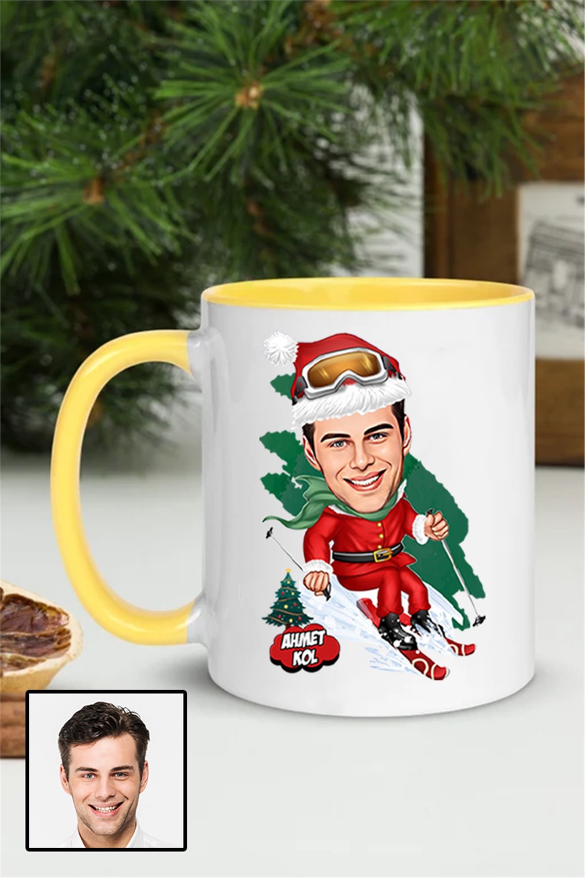 Erkeğe Yılbaşı Hediyesi Karikatürlü Renkli Kupa Bardak