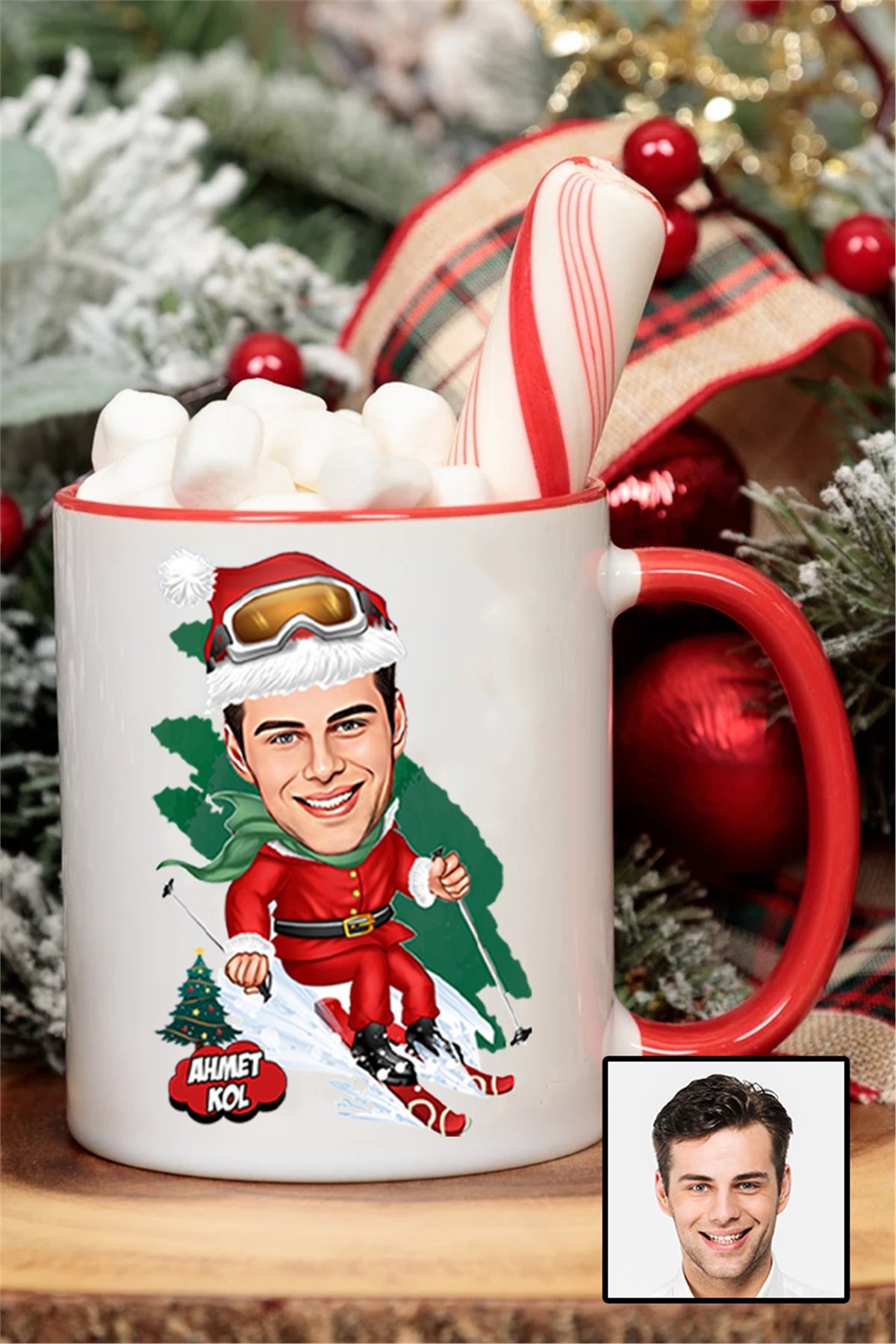 Erkeğe Yılbaşı Hediyesi Karikatürlü Renkli Kupa Bardak