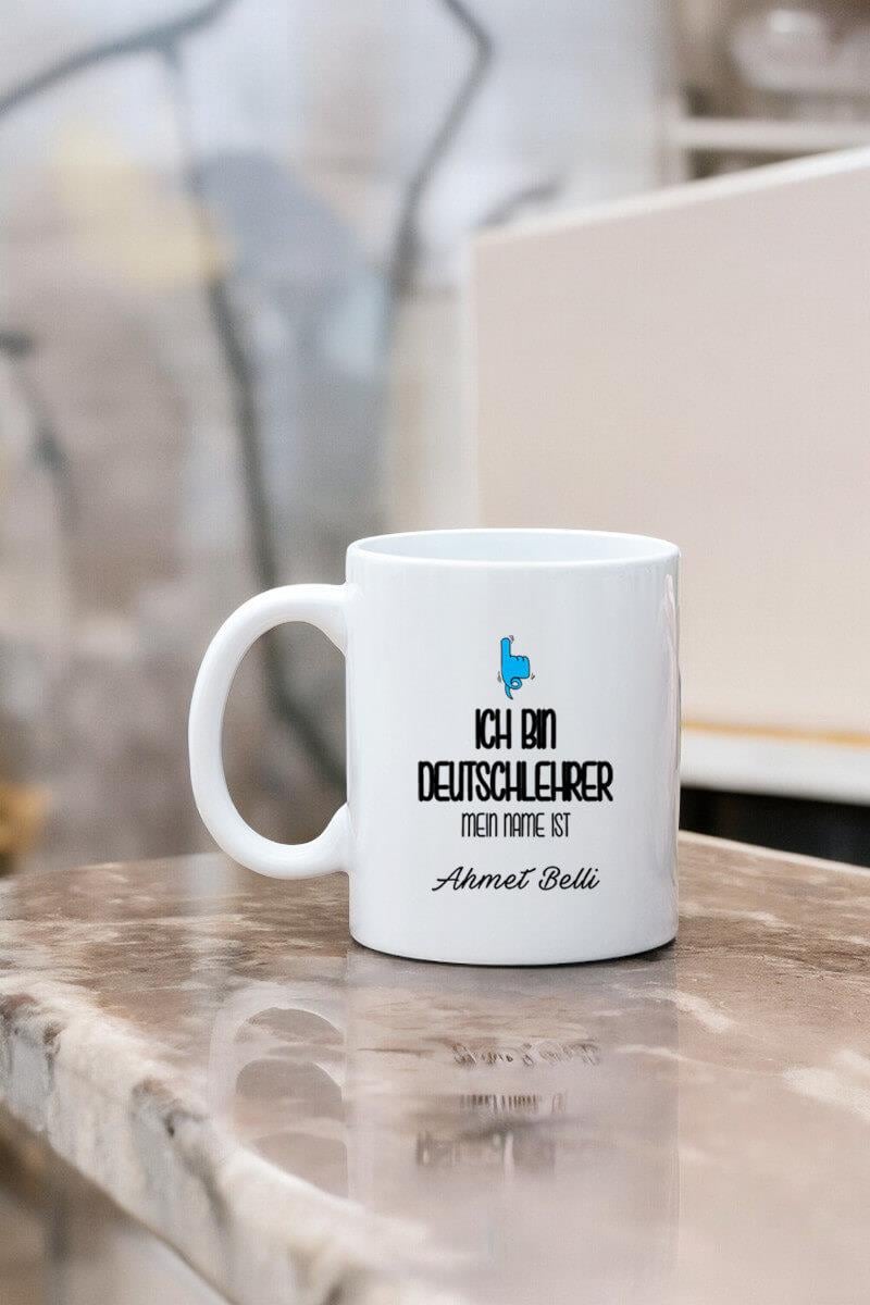 Erkek Almanca Öğretmenine Hediye Beyaz Kupa Bardak