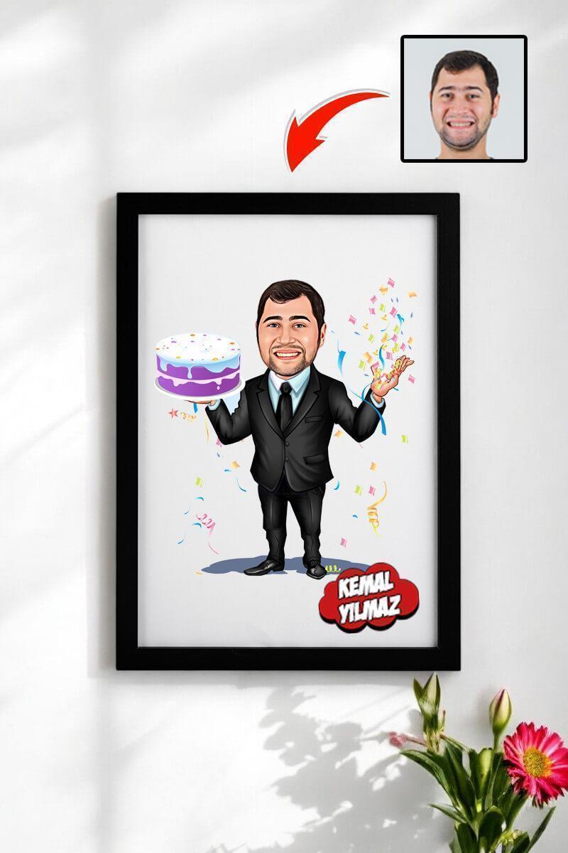 Erkek Arkadaşa Doğum Günü Hediyesi Karikatürlü Çerçeve