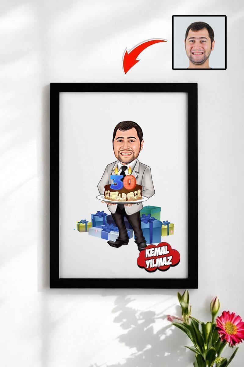 Erkek Arkadaşa Doğum Günü Hediyesi Karikatürlü Çerçeve