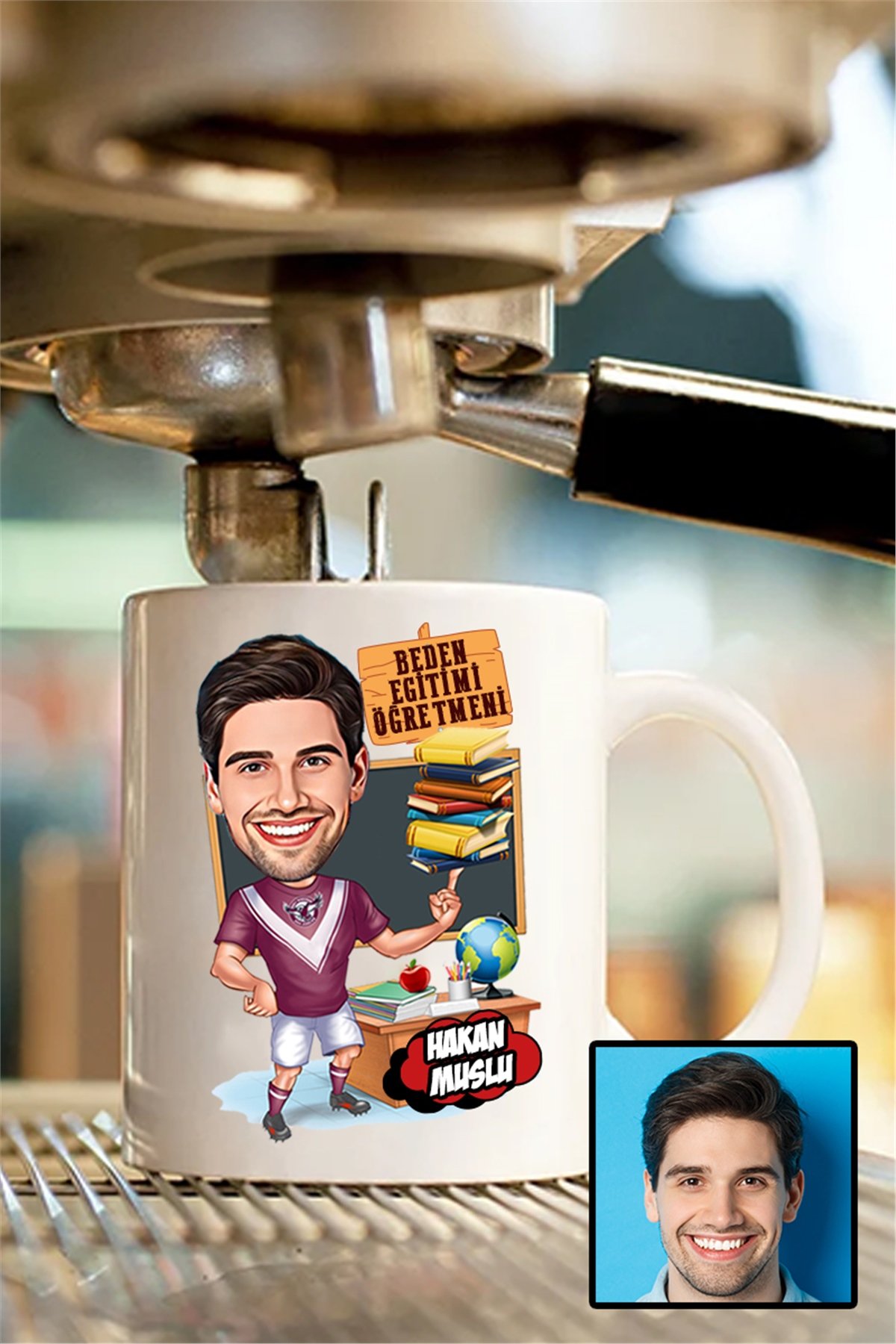 Erkek Beden Eğitimi Öğretmenine Hediye Karikatürlü Beyaz Kupa Bardak