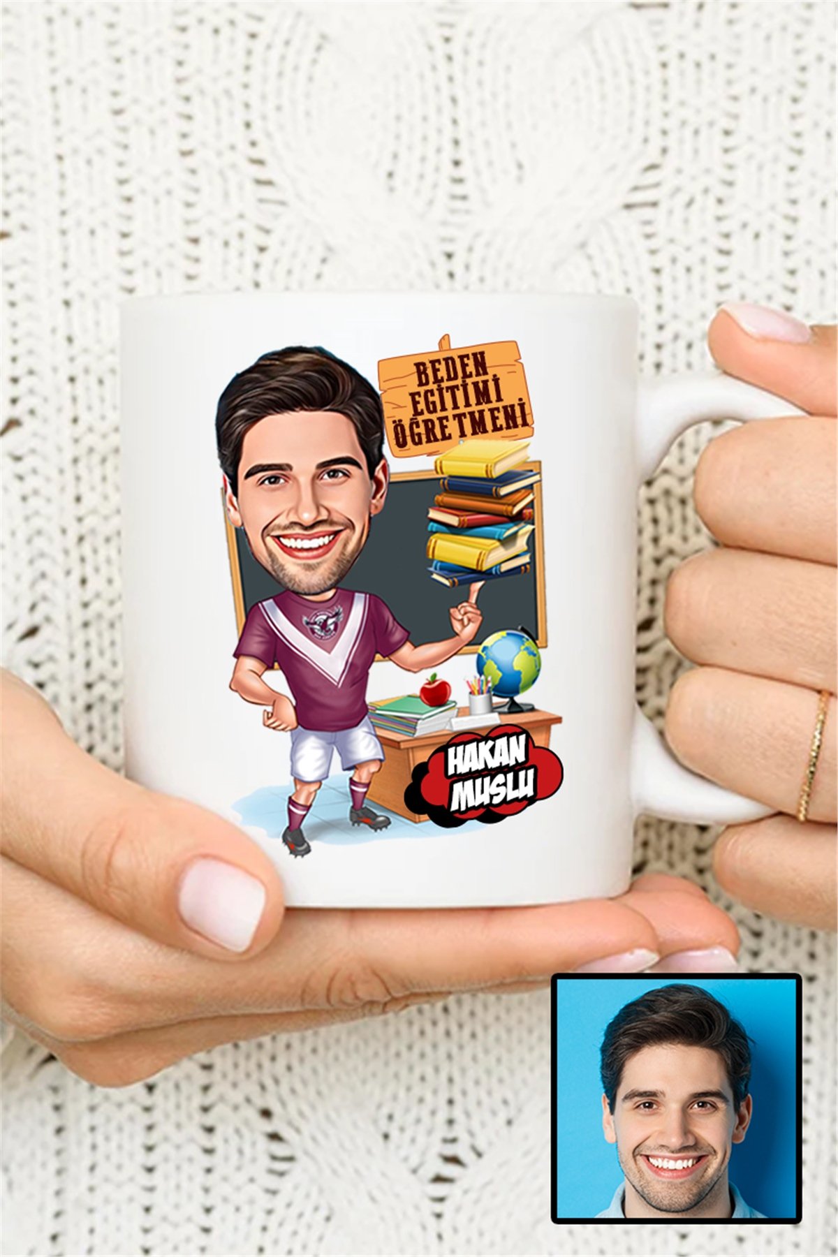 Erkek Beden Eğitimi Öğretmenine Hediye Karikatürlü Beyaz Kupa Bardak