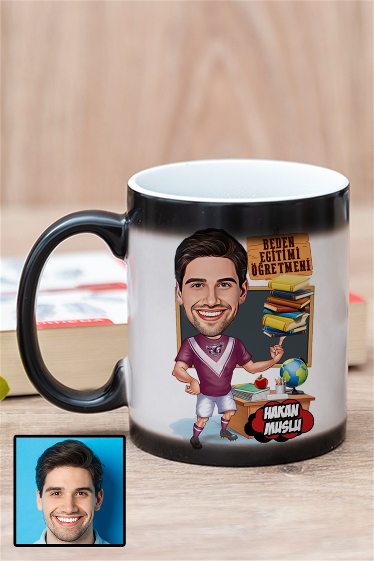 Erkek Beden Eğitimi Öğretmenine Kişiye Özel Hediye Karikatürlü Sihirli Kupa Bardak