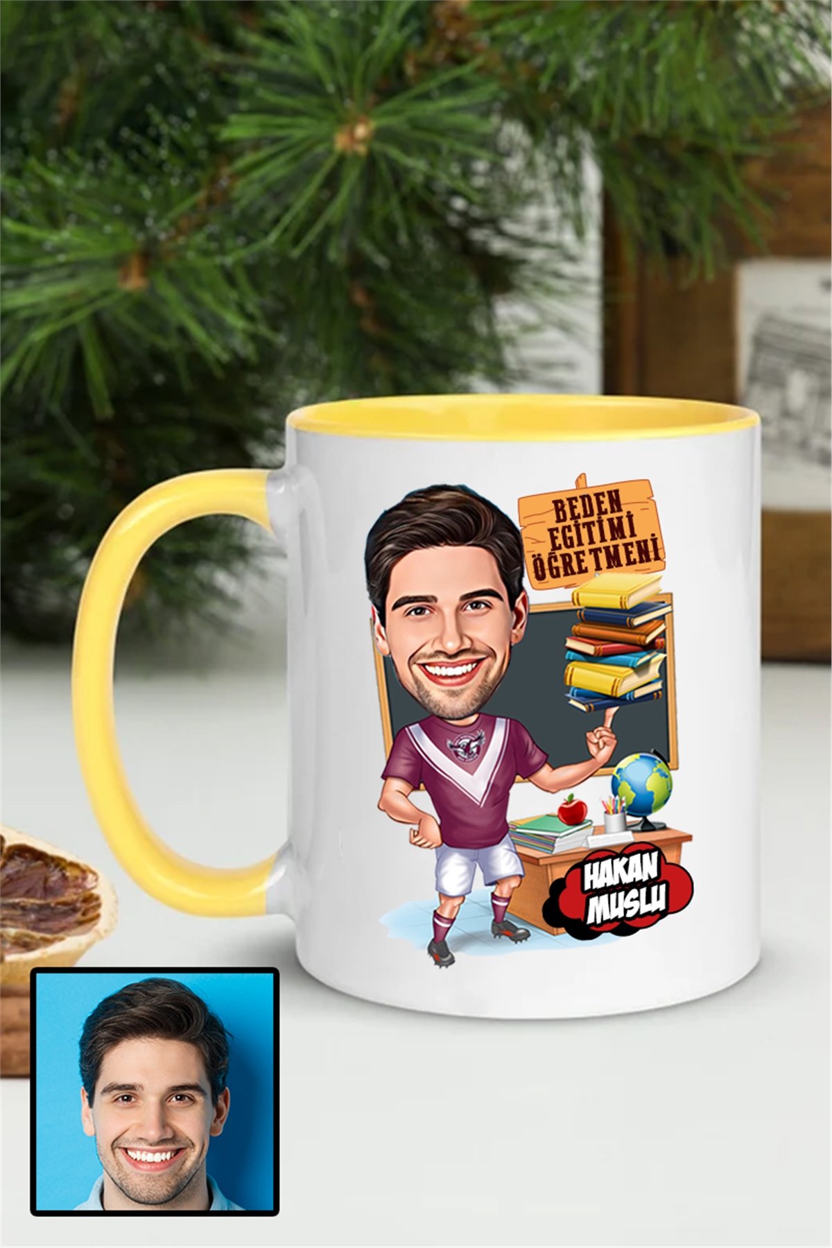 Erkek Beden Eğitimi Öğretmenine Özel Hediye Karikatürlü İçi Renkli Kupa Bardak
