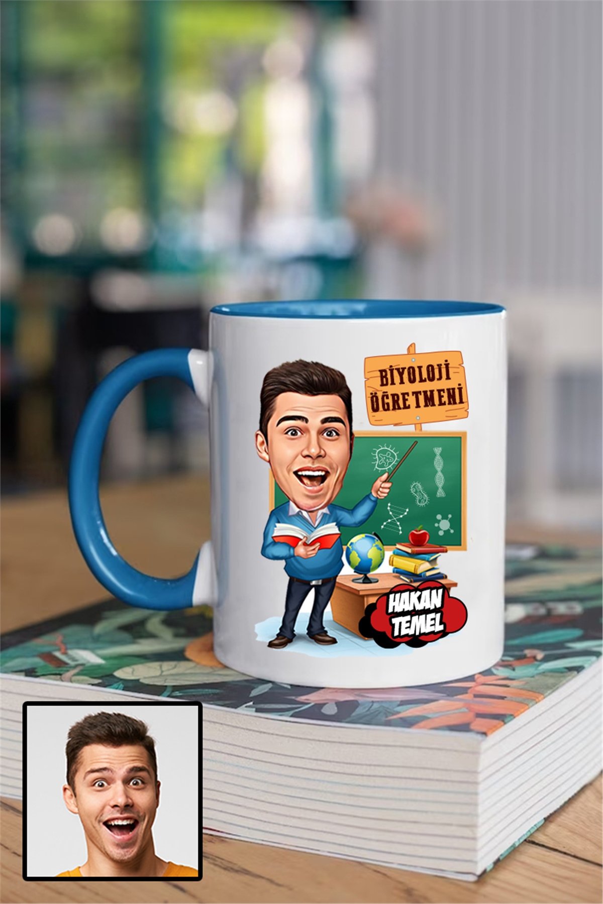 Erkek Biyoloji Öğretmenine Özel Hediye Karikatürlü İçi Renkli Kupa Bardak