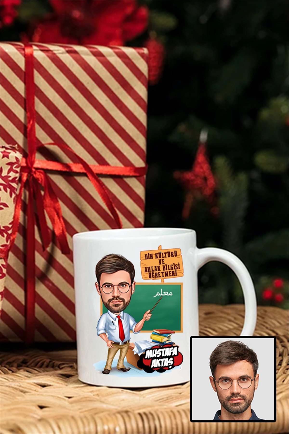 Erkek Din Kültürü ve Ahlak Bilgisi Öğretmenine Hediye Karikatürlü Beyaz Kupa Bardak