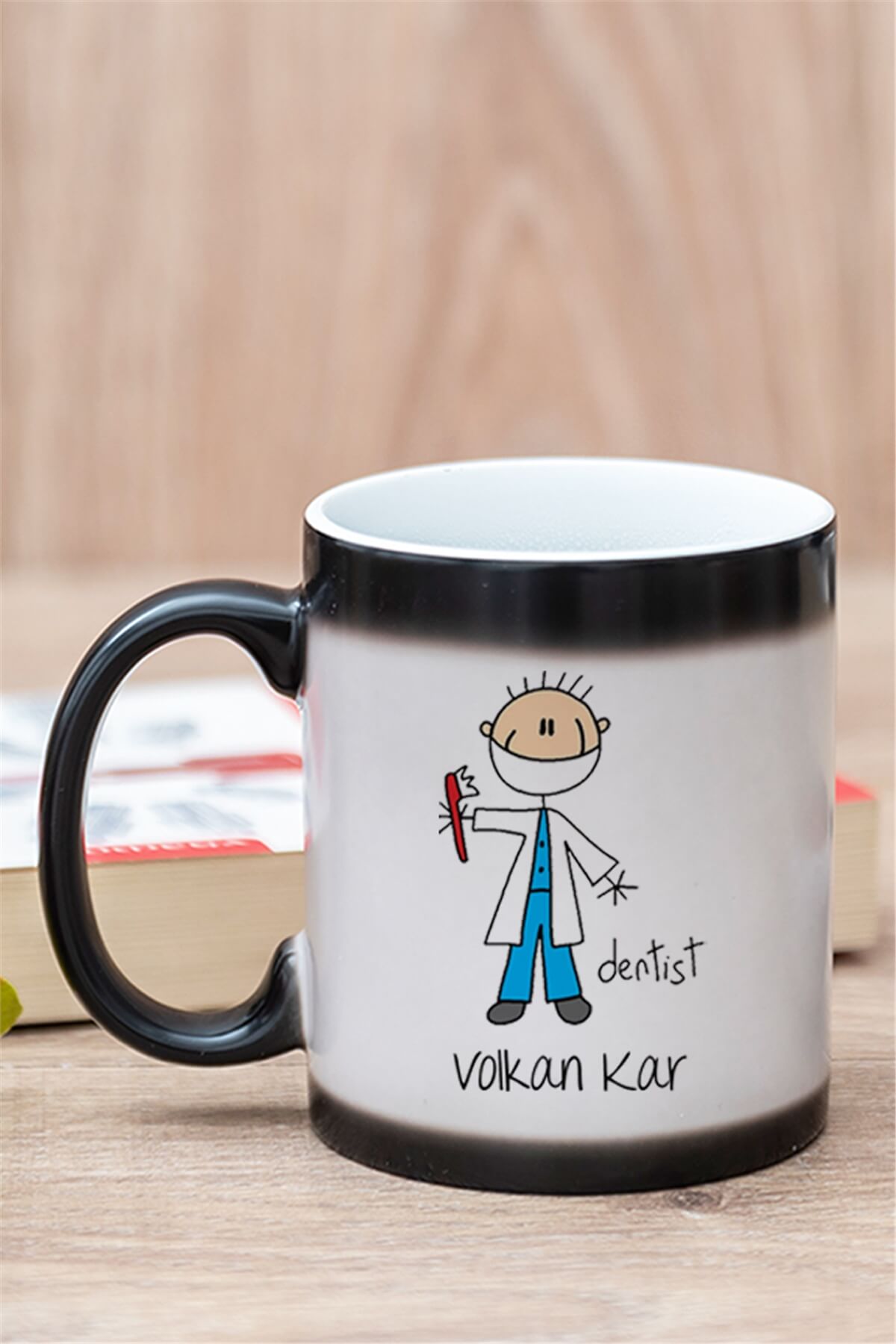 Erkek Diş Hekimi Karikatürü Sihirli Kupa Bardak