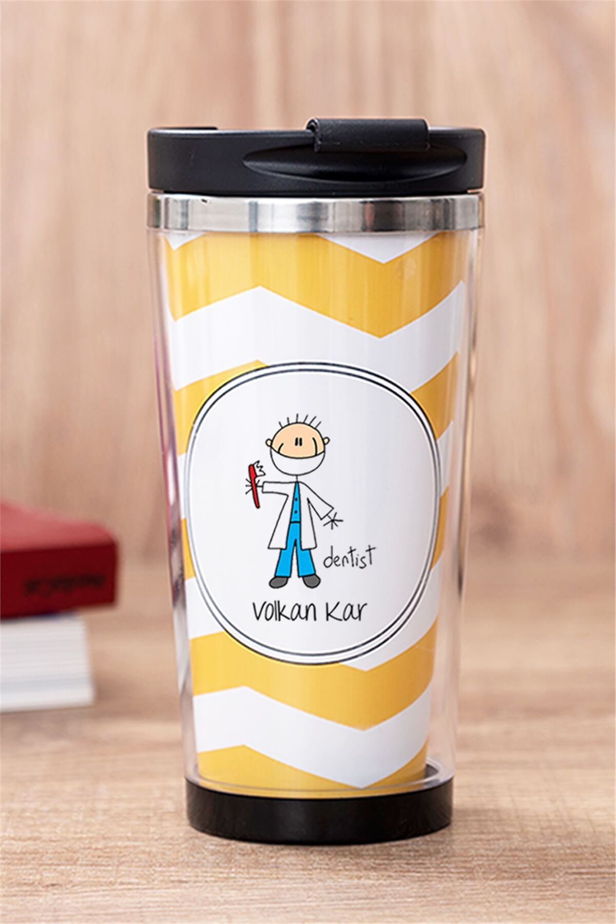 Erkek Diş Hekimi Karikatürü Termos Bardak