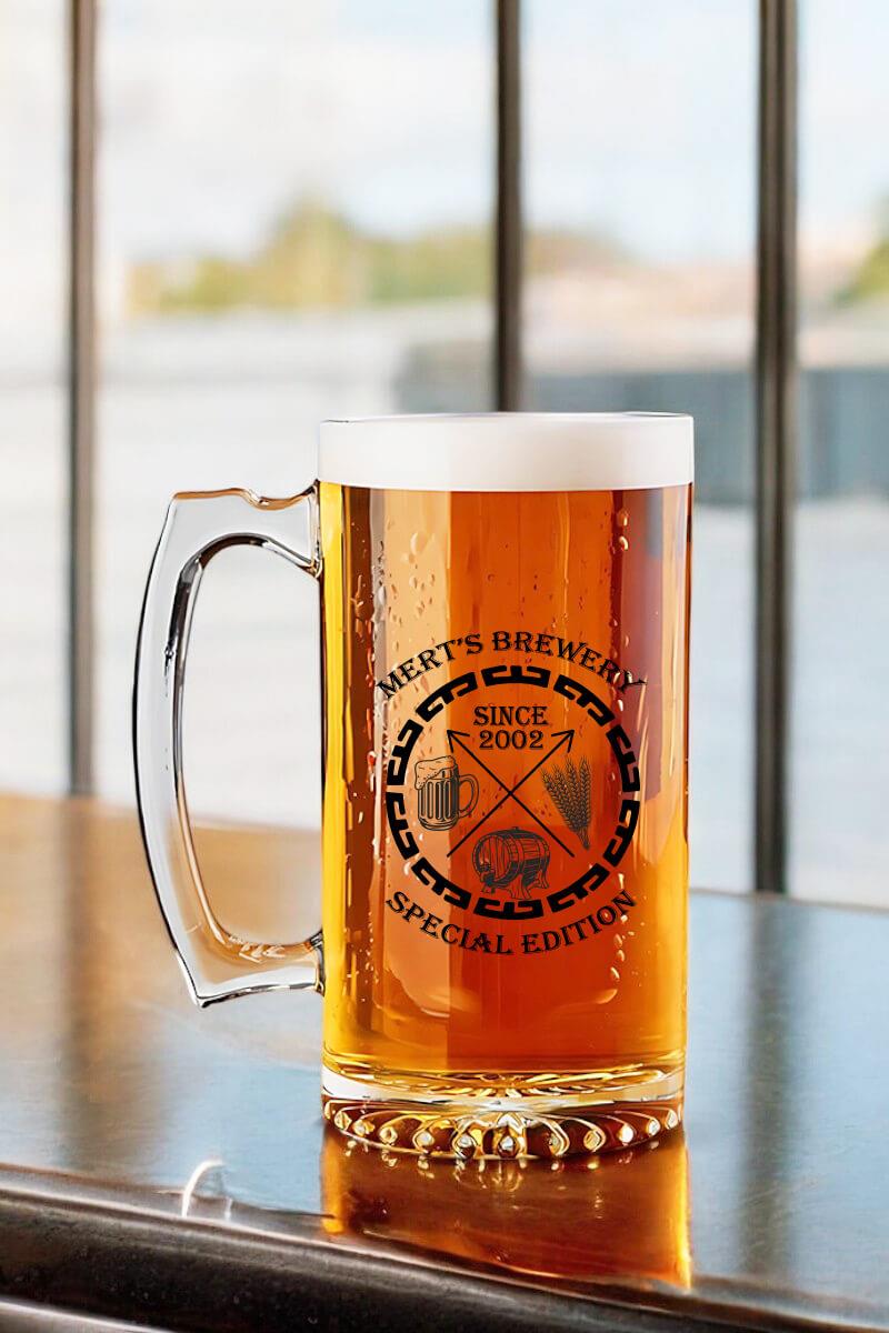 Erkek Sevgiliye Hediye Kişiye Özel Bira Bardağı