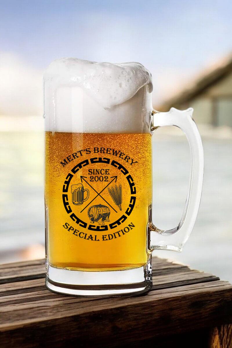 Erkek Sevgiliye Hediye Kişiye Özel Bira Bardağı